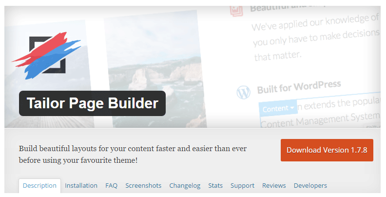 Free WP Drag and Drop Tailor Page Builder