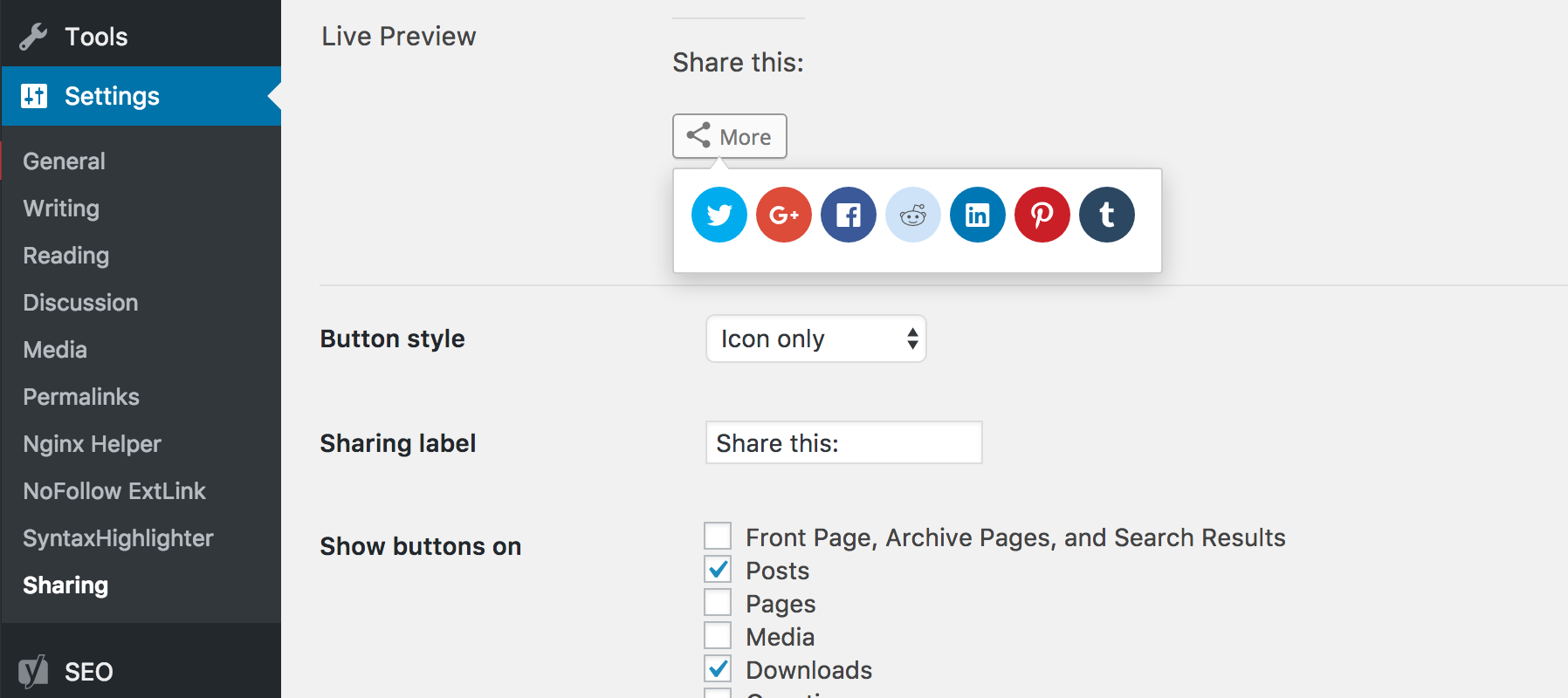 WordPress Floating Social Share Buttons using Jetpack